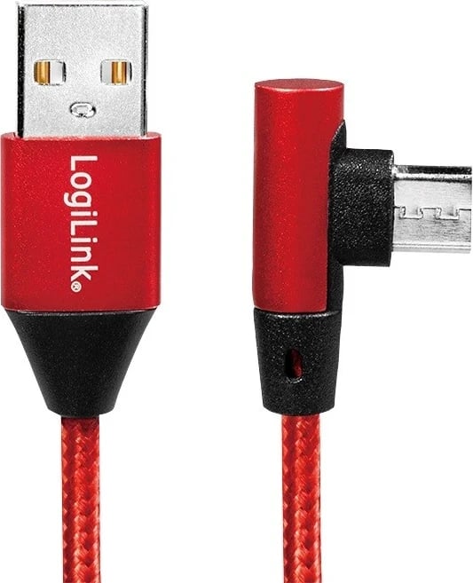 Kabllo karikuese LogiLink, micro USB, 0.3m, i kuq/zi