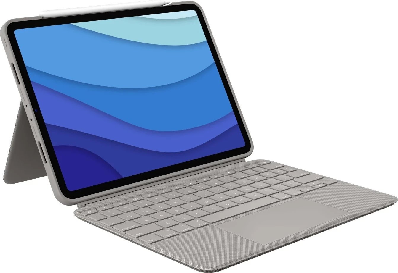 Mbështellës për iPad Pro 11" Logitech Combo Touch, ngjyrë rëre