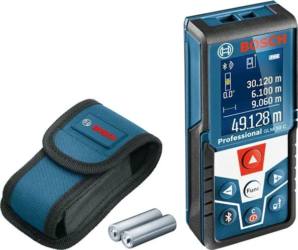 Metër distancë lazer Bosch GLM 50 C Professional, cm, ft, in, m, i zi, blu, digital, IP54, 2.1+EDR