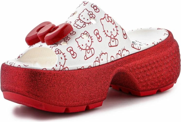 Papuqe për femra Crocs me Hello Kitty, të bardha