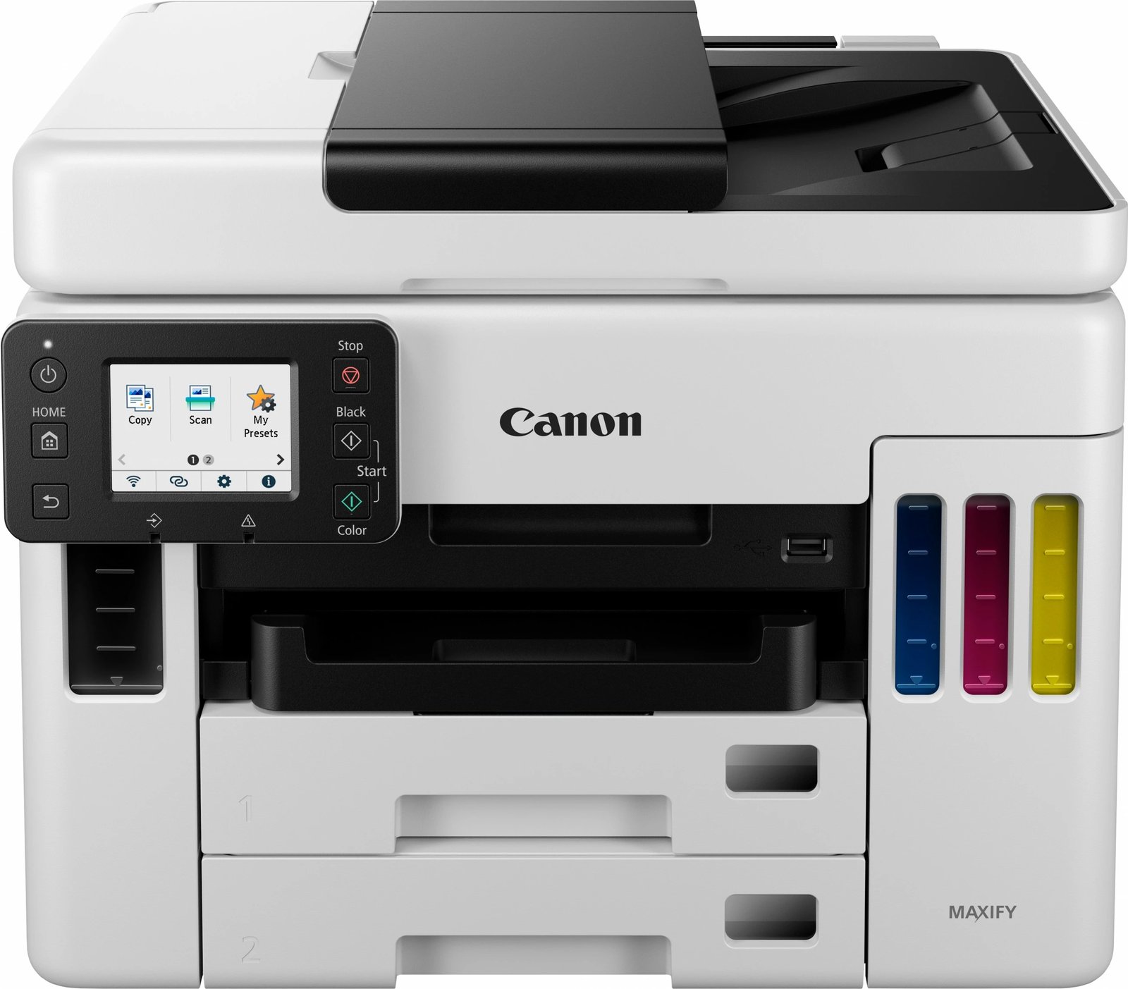 Printer Canon MAXIFY GX7050 MegaTank, Inkjet, Printim me ngjyra, 600 x 1200 DPI, A4, Printim direkt, Bardhë, Zi