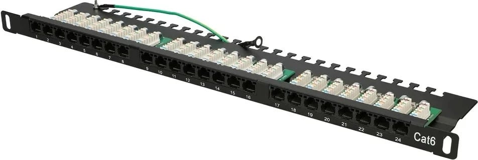 Patchpanel Extralink 24 Porta, Cat6, E zezë