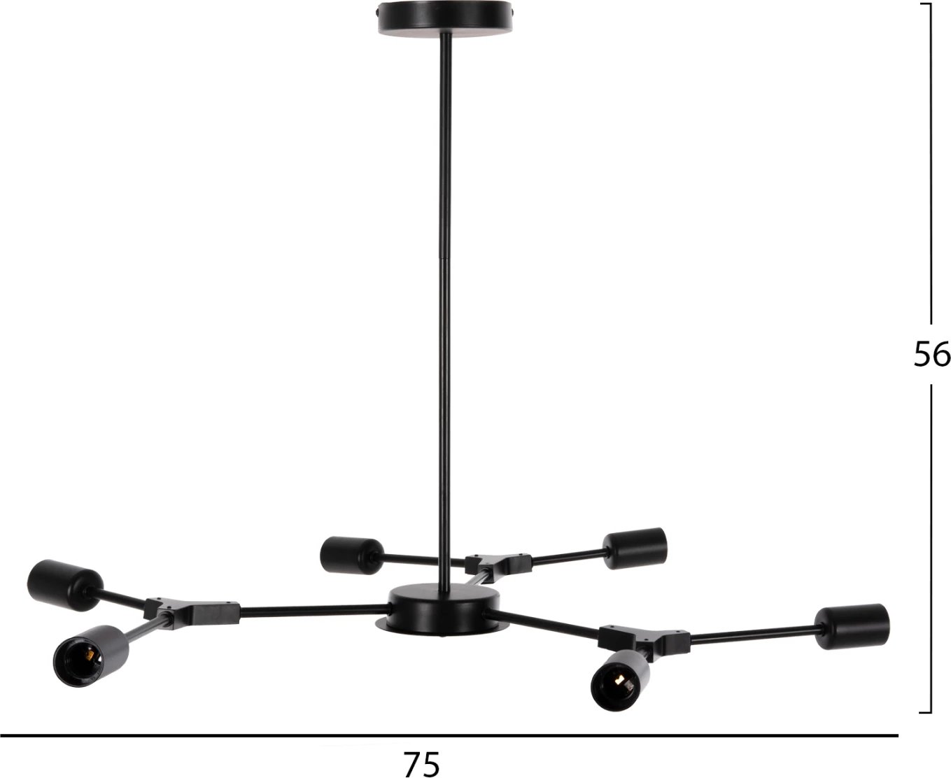 Llambadar tavanor me 6 drita, FH4125, metal i zi, 75x75x75H cm