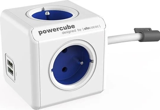 PowerCube Extended 4 slota 2x USB 1.5m blu