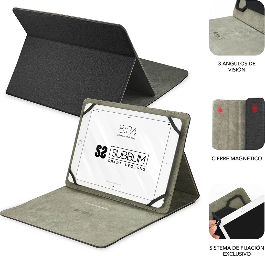 Mbështjellës tablet SUBBLIM UNIVERSAL CLEVER STAND 9.6" - 11" i zi