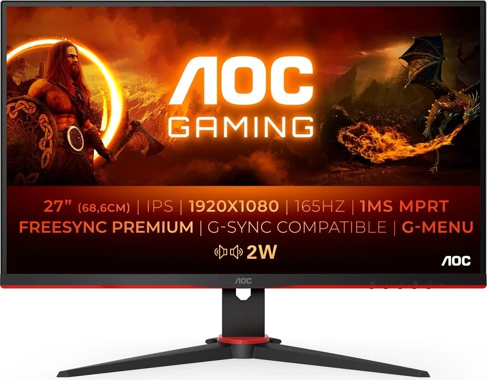 Monitori për lojëra AOC 27G2SPAE/BK, 27 inç, Full HD, Zi dhe Kuq