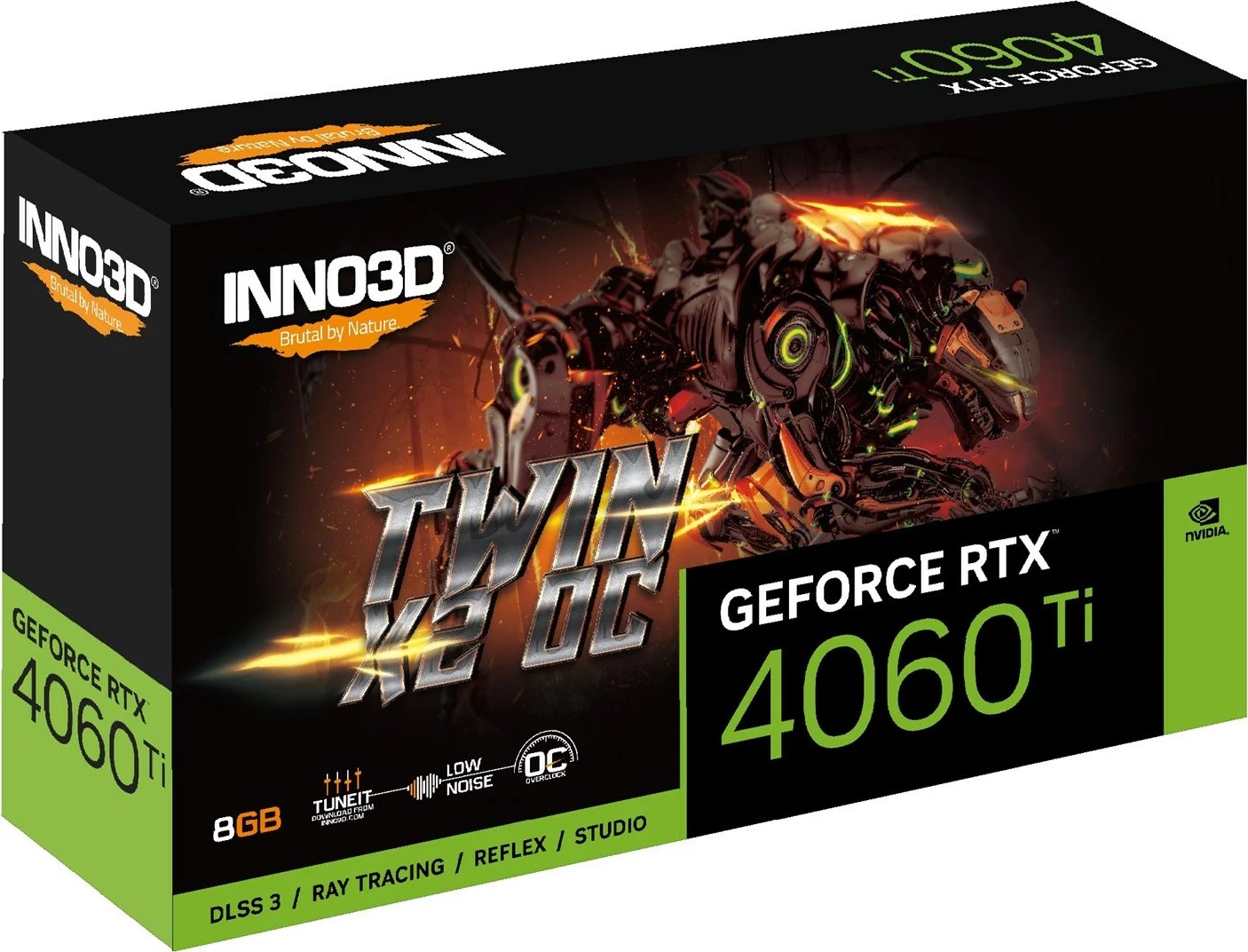 Kartelë grafike INNO3D Geforce RTX 4060 TI TWIN X2 OC, 8 GB, e zezë