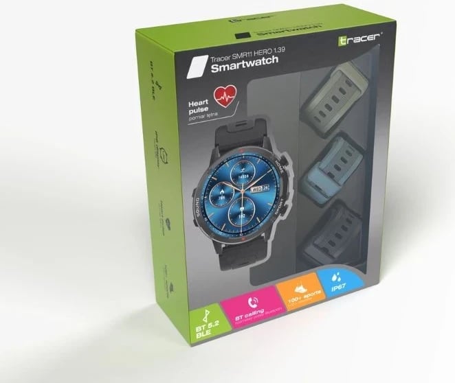 Smartwatch Tracer SMR11 HERO 1.39" , e zezë