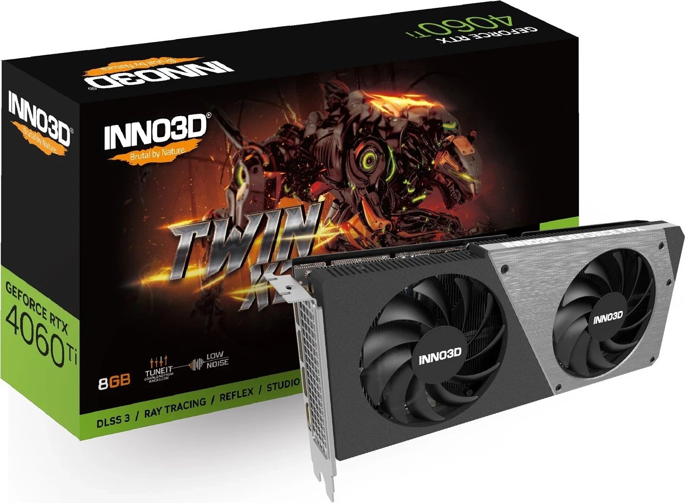 Kartë Grafike INNO3D Geforce RTX 4060 TI TWIN X2 NVIDIA 8 GB GDDR6 DLSS 3, e zezë