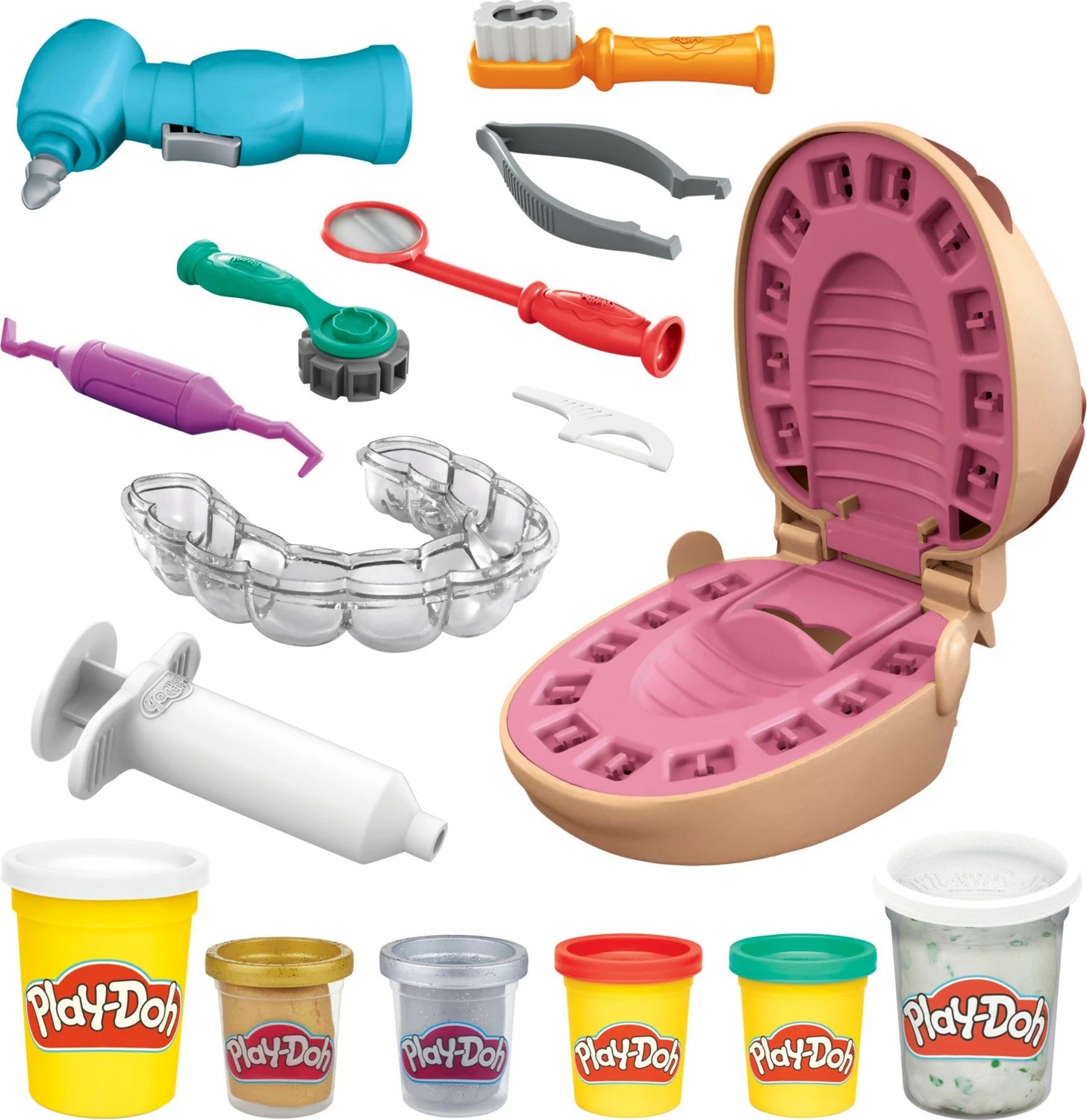 Set dentistik Play-Doh, për djem, 10 pjesë, i bardhë