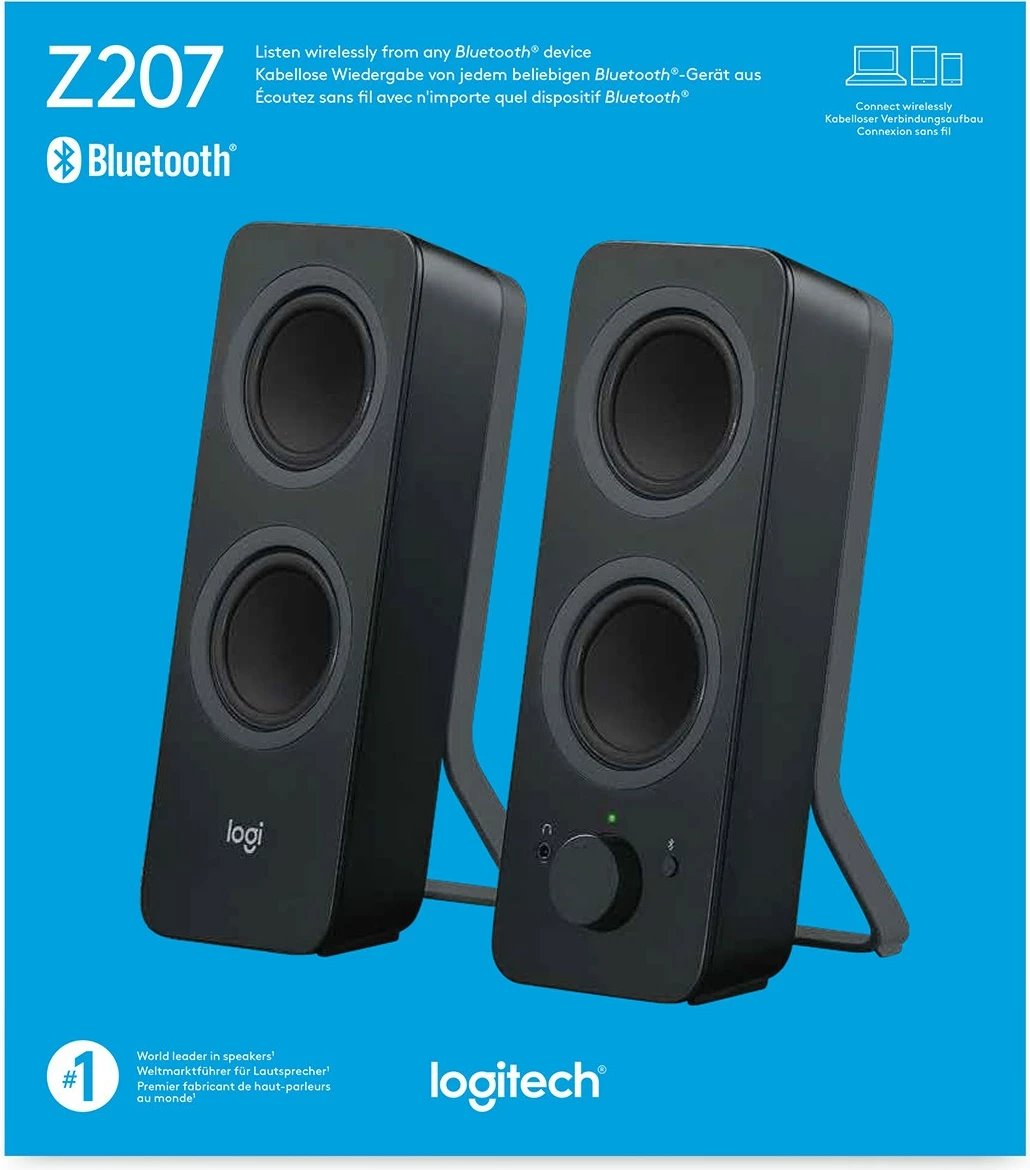 Altoparlantë kompjuterikë Logitech Z207, 2.0 kanale, me tela & pa tela, 5 W, e zezë