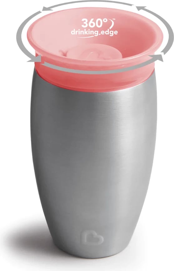 Termos për fëmijë Munchkin Miracle 360° Stainless Steel Sippy Cup rozë, 295 ml