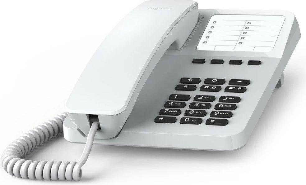 Telefon analog Gigaset DESK 400, dorëzë me kabllo, 10 kontakte, bardhë