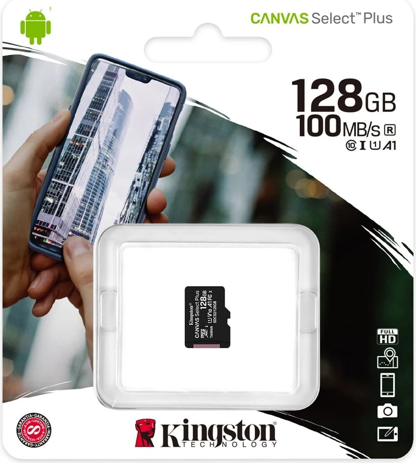 Kartë memorie MicroSDXC Kingston  Canvas,125 GB, e zezë