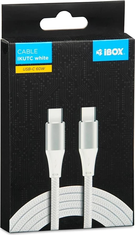 Kabllo USB-C iBOX IKUTC, 60W, 2m, e Bardhë