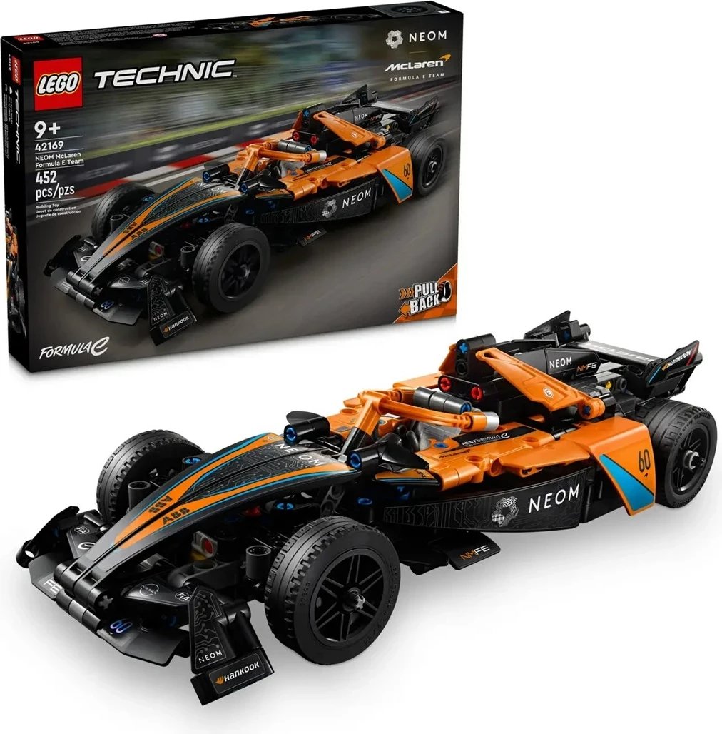 Set LEGO Technic 42169, NEOM McLaren Formula E, për fëmijë 9+, Portokalli