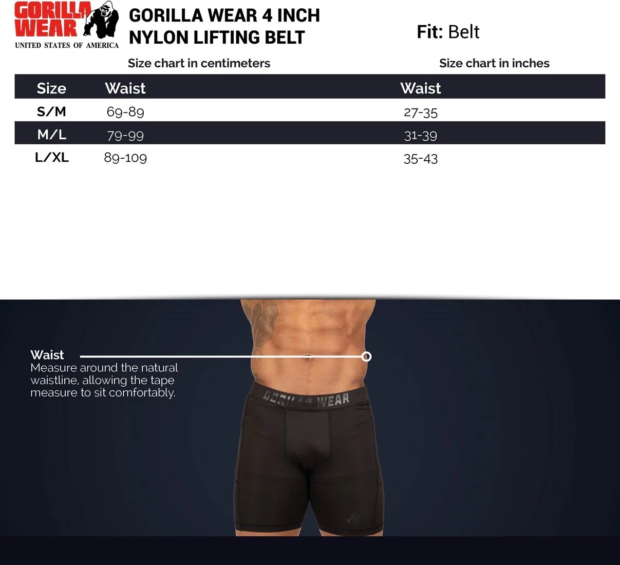 Gorilla Wear 4 Inch Nylon Lifting Belt - Black/Gray