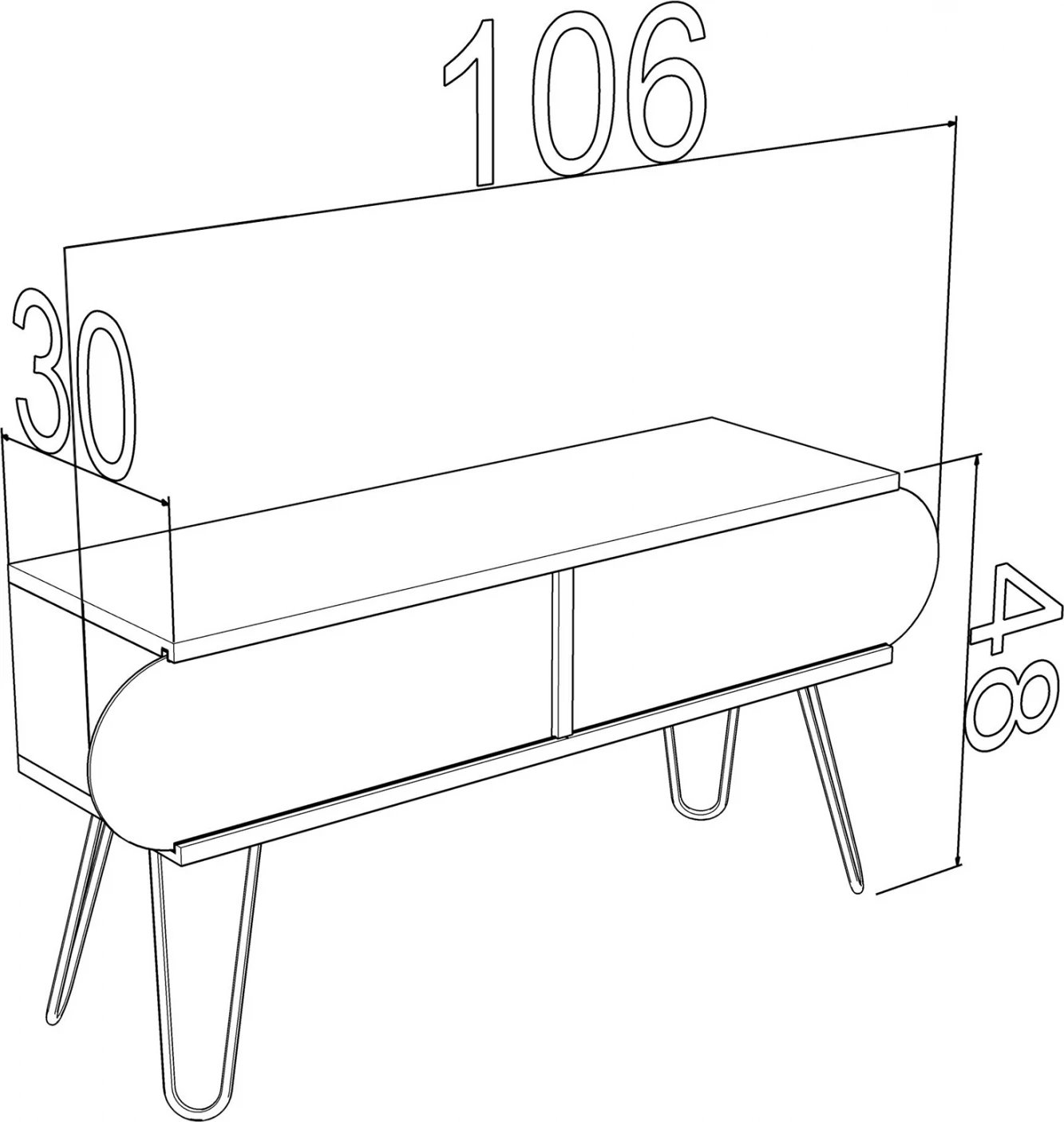 Mobilje TV melamine FH188.02, bardhë, 106x30x48Y cm