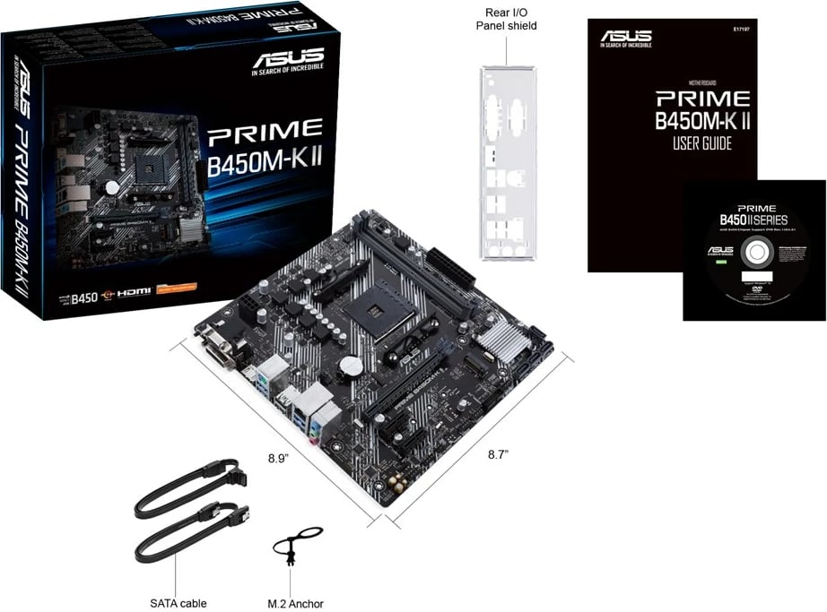 Pllakë amë Asus Prime B450M-K, Socket AM4, micro ATX, e zezë