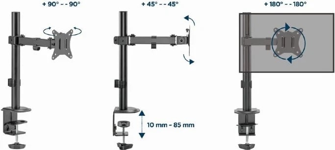 Mbajtës monitori Gembird MA-D1-03, 81.3 cm (32"), i zi, për tavolinë