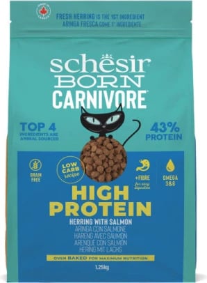 Ushqim për mace protein e lartë Salmon & Herring, Schesir Carnivore, 1.25 kg