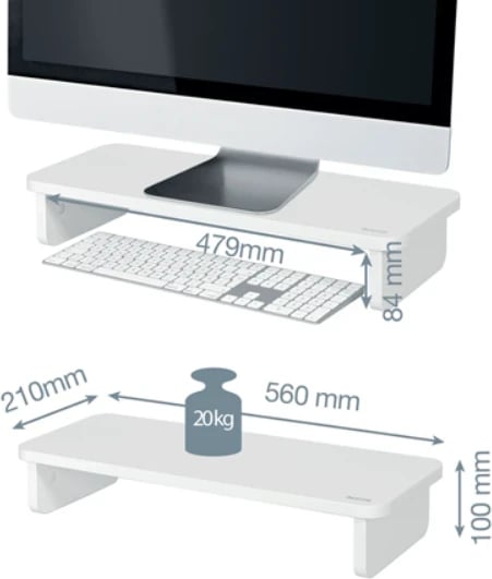 Mbajtës monitori LEITZ 64340001, 61 cm (24"), i bardhë