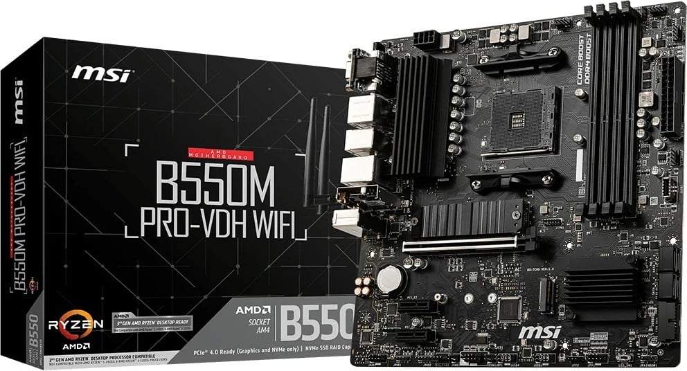 Pllakë amë MSI B550M PRO-VDH WIFI, Socket AM4, DDR4-SDRAM, 128 GB