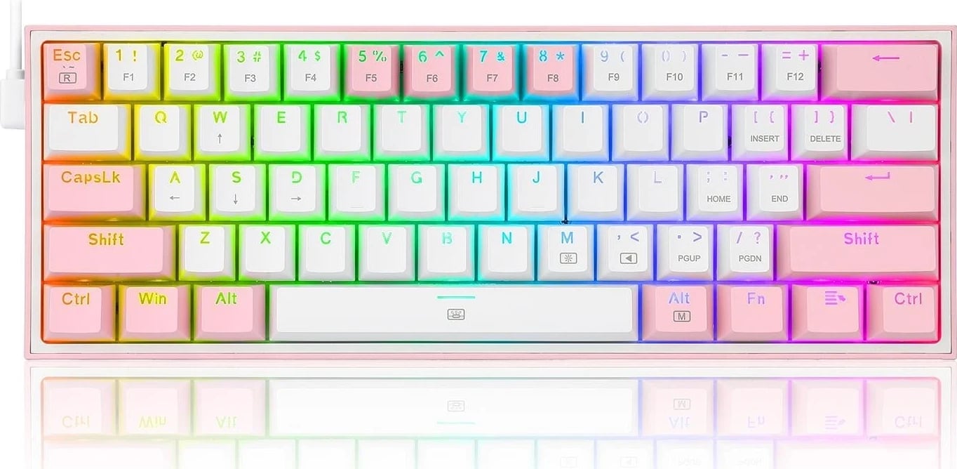 Tastierë Redragon K617 Fizz RGB, e bardhë-rozë