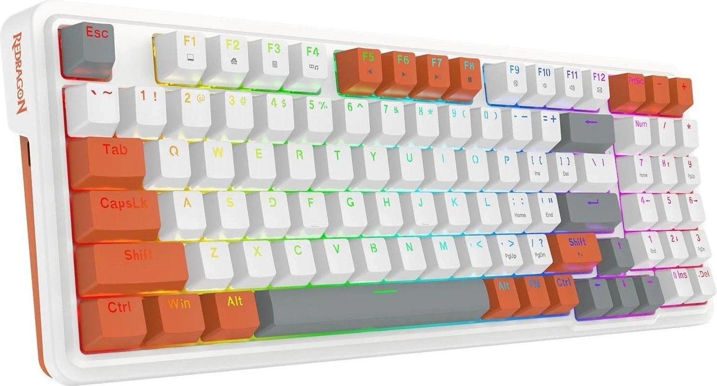 Tastierë mekanike Redragon K664WOG-RGB Gloria, RGB, e bardhë-portokalli