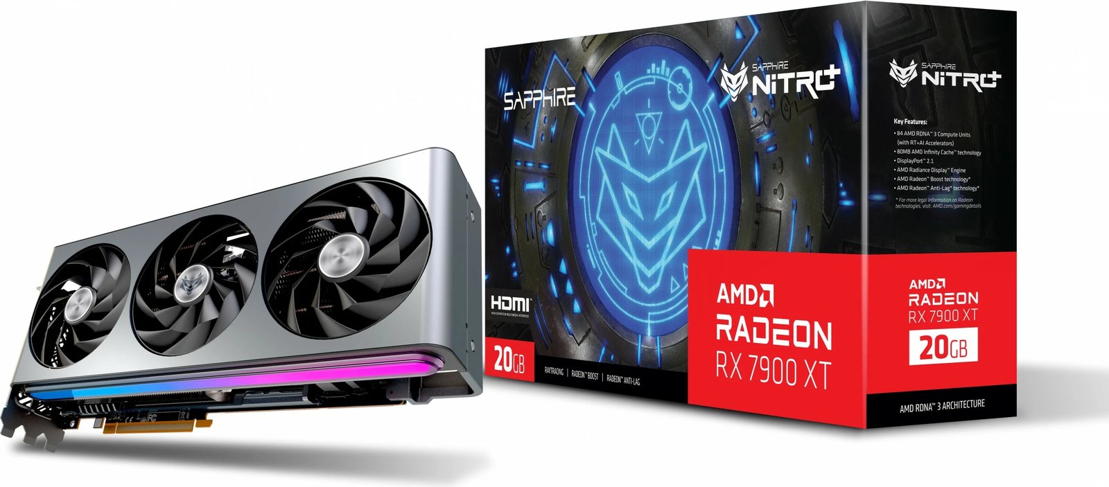 Kartelë grafike Sapphire NITRO+ Radeon RX 7900 XT, 20 GB, GDDR6, PCI Express x16 4.0, ngjyrë argjendi