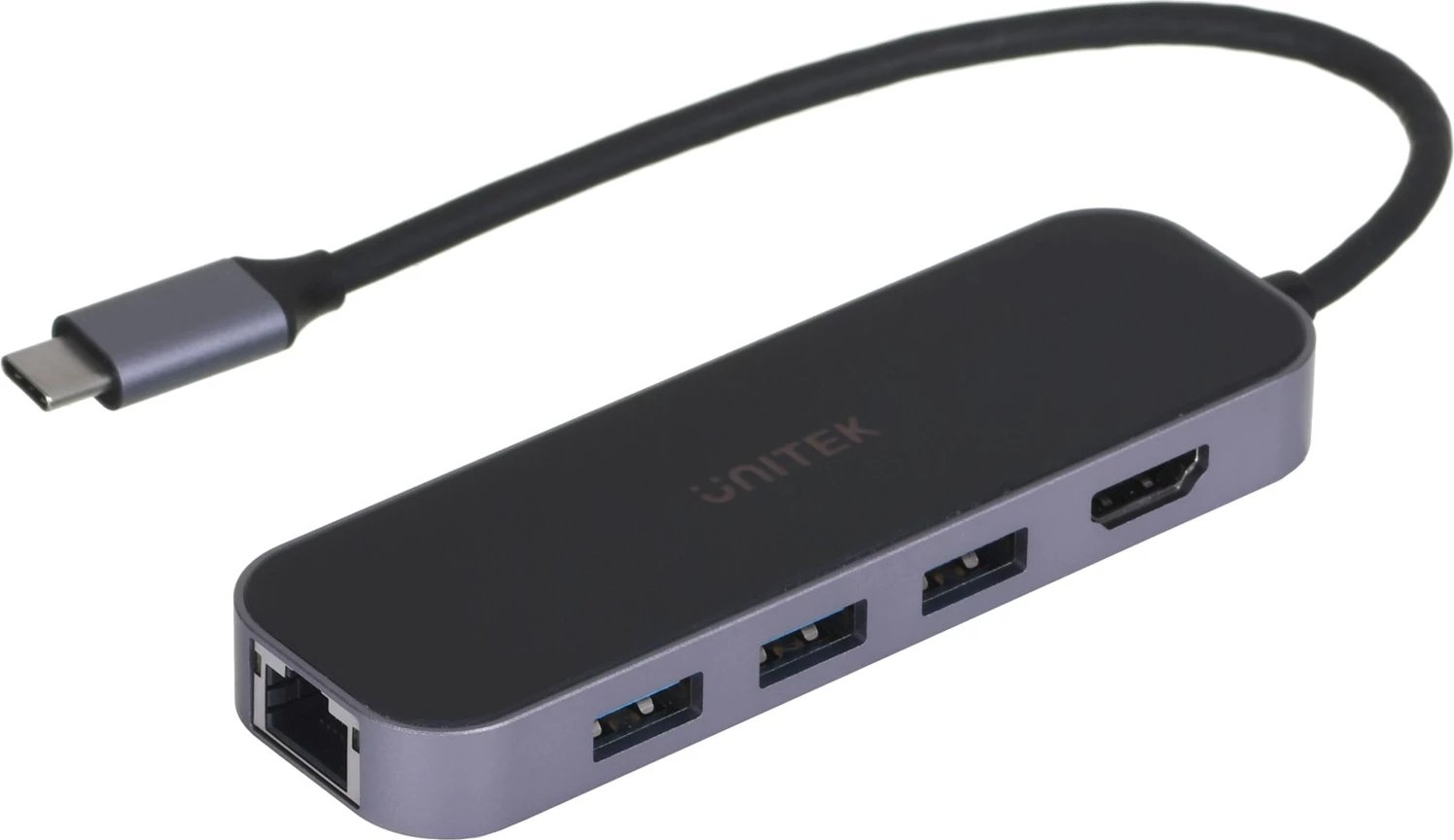 Përshtatës Unitek Hub, USB-C 3.1,RJ-45,3XUSB-A, i zi 