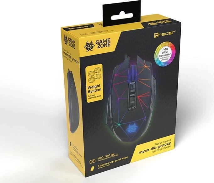 Maus Tracer GameZone SPACE, RGB, 7200 DPI, i zi