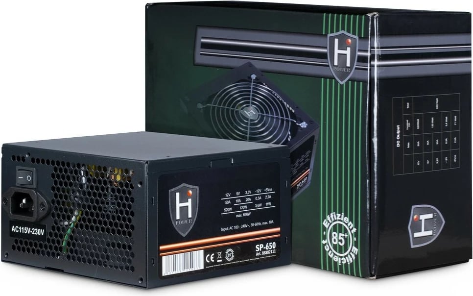 Kasë Inter-Tech HIPOWER SP-650, 650 W, 100 - 240 V, 50 - 60 Hz, 10 A, 120 W, 520 W