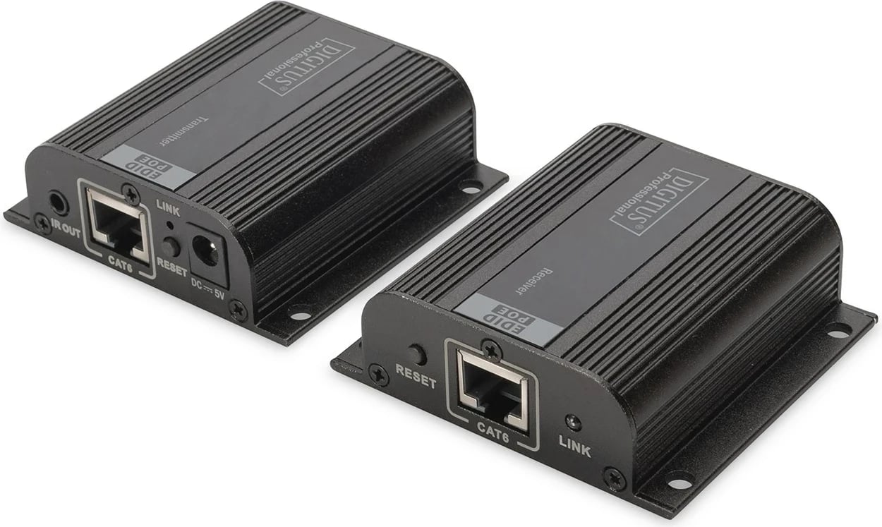 Set HDMI Extender Digitus, AV transmetues dhe pranues, ngjyrë e zezë