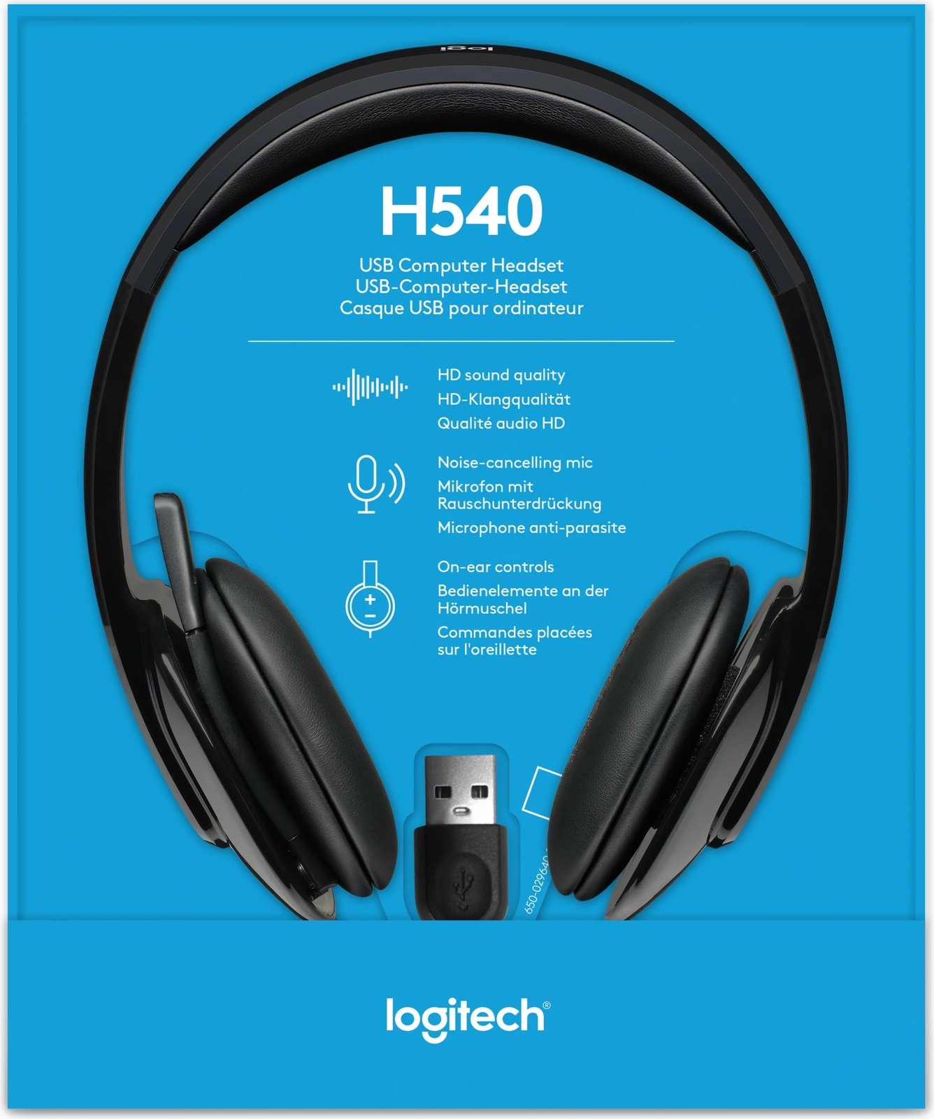 Kufje Logitech H540 USB, me kabllo, për zyrë/qendër thirrjesh, 20 - 20000 Hz, 120 g, të zeza