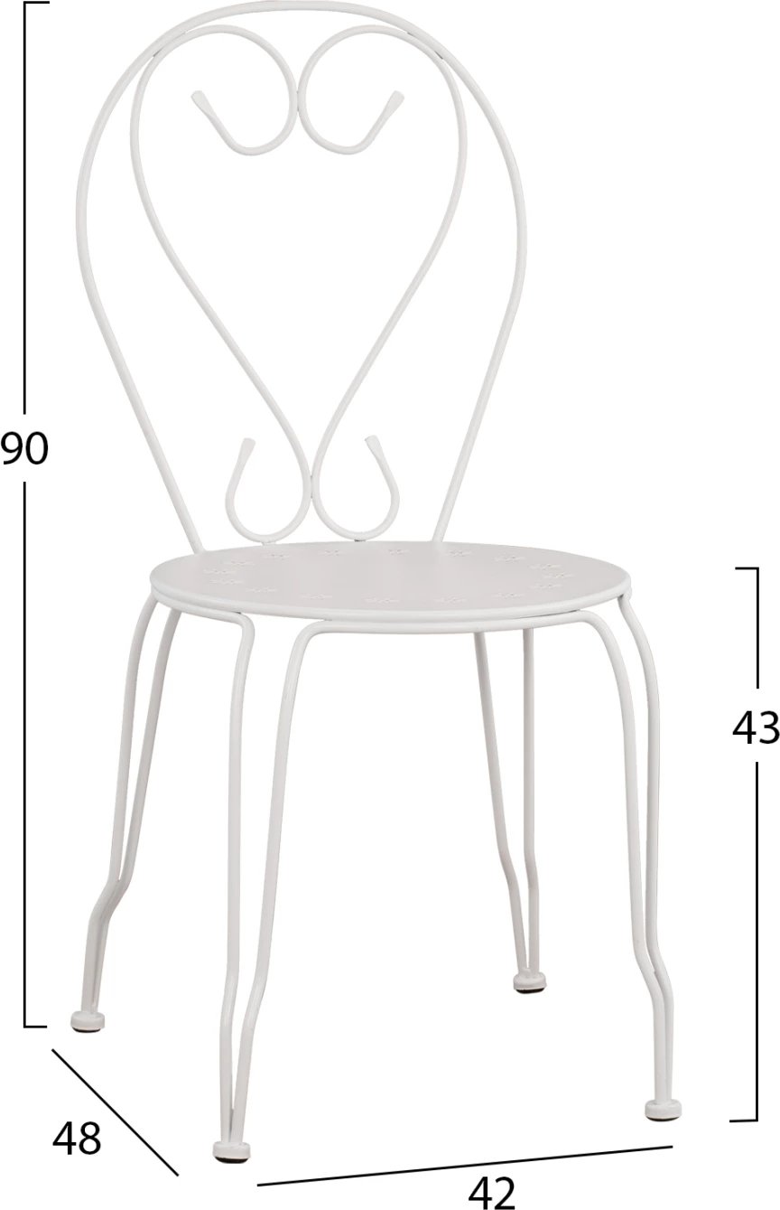 Karrige metalike Amore FH5007.12,  42x48x90 cm, e bardhë