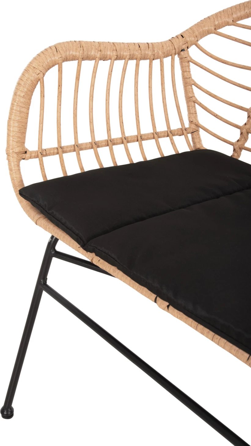 Divan për jashtë ALLEGRA FH6077 metal i zi-P.E. Rattan në bezhë 120x62x80Hcm