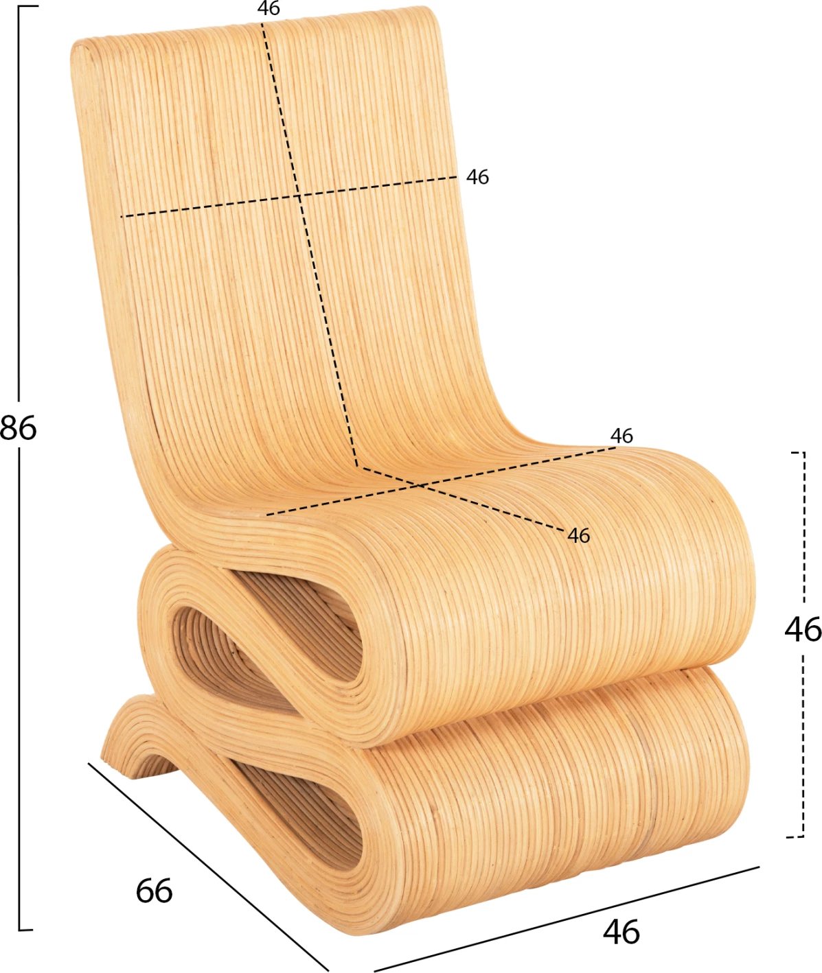 Karrige relaksuese CURVY LOUNGE2 FH9885, ratan natyral, 46x66x86H cm.