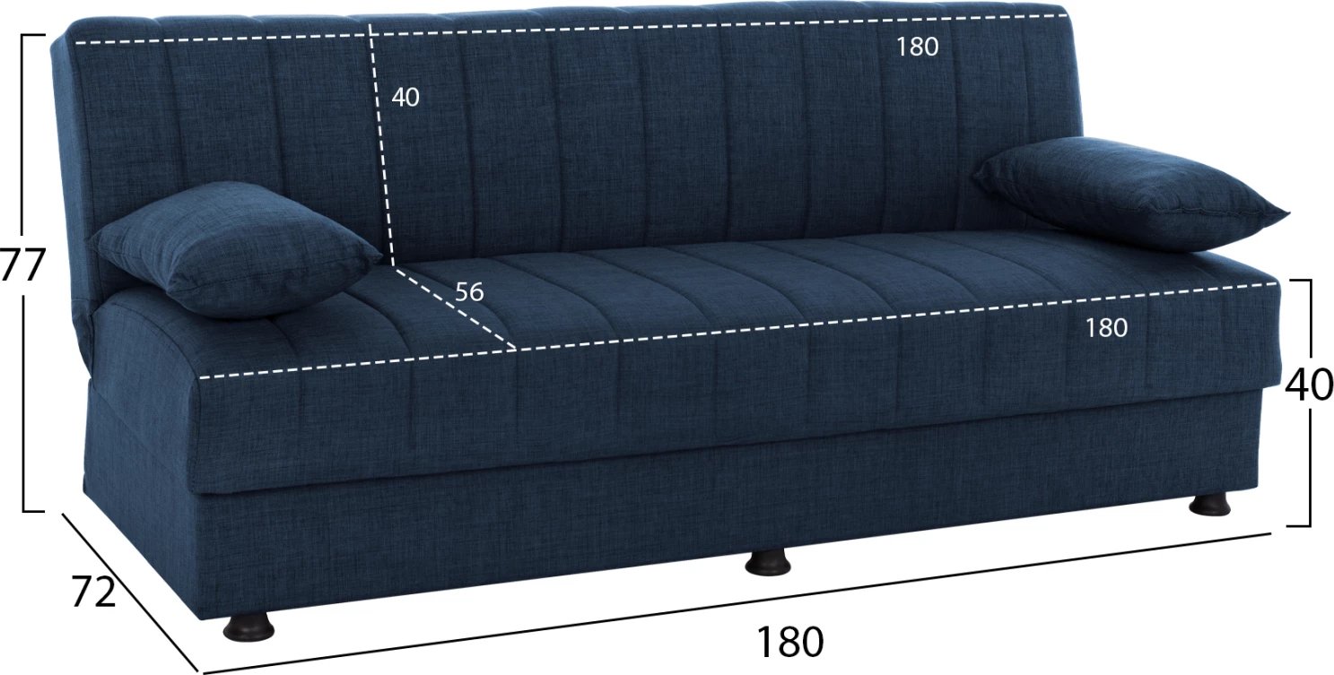 Sofa-shtrat tre vendesh, ngjyrë kaltër, ANDRI FH3239.07