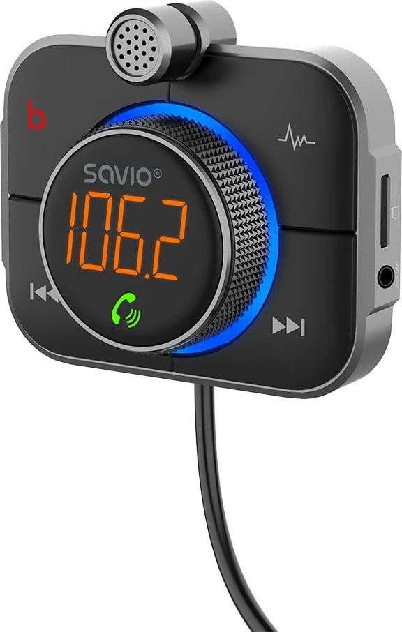 Transmiter FM me Bluetooth dhe karikues PD Savio TR-14, e zezë