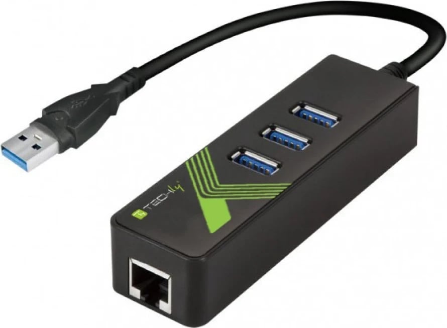 Adapteri i Rrjetit Techly 105803, USB-A 3.0 Gigabit Ethernet RJ45, hub me 3x USB