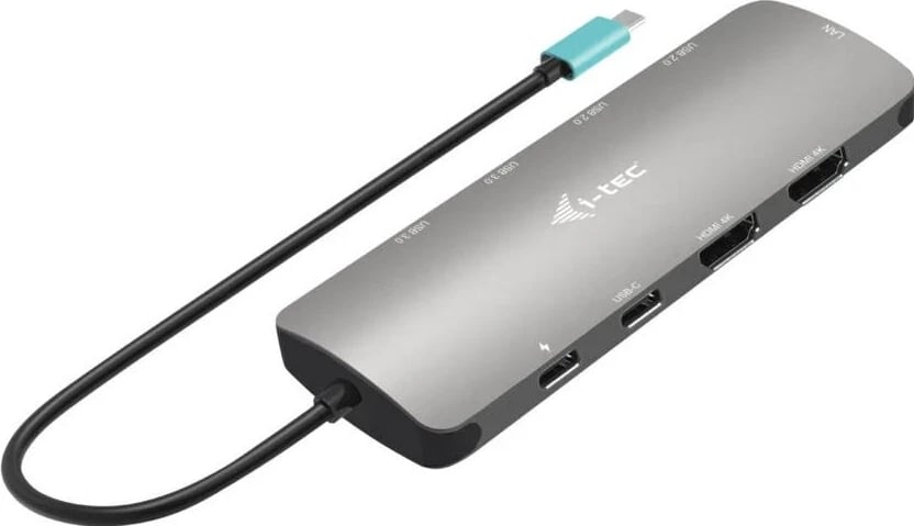 Hub i-tec USB-C Metal Nano 2x HDMI PD100W, argjendtë