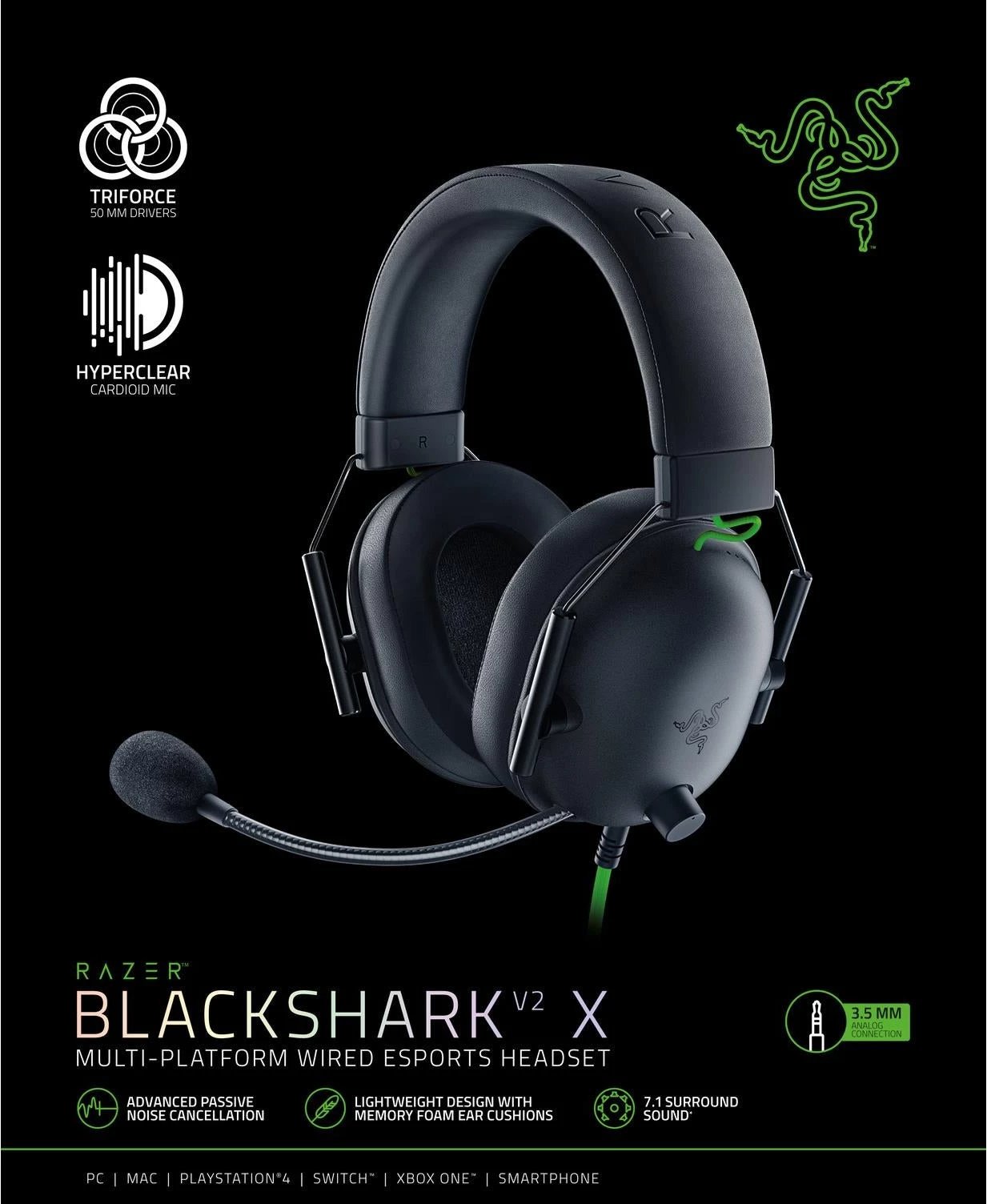 KUFJE GAMING RAZER BLACK SHARK V2 X