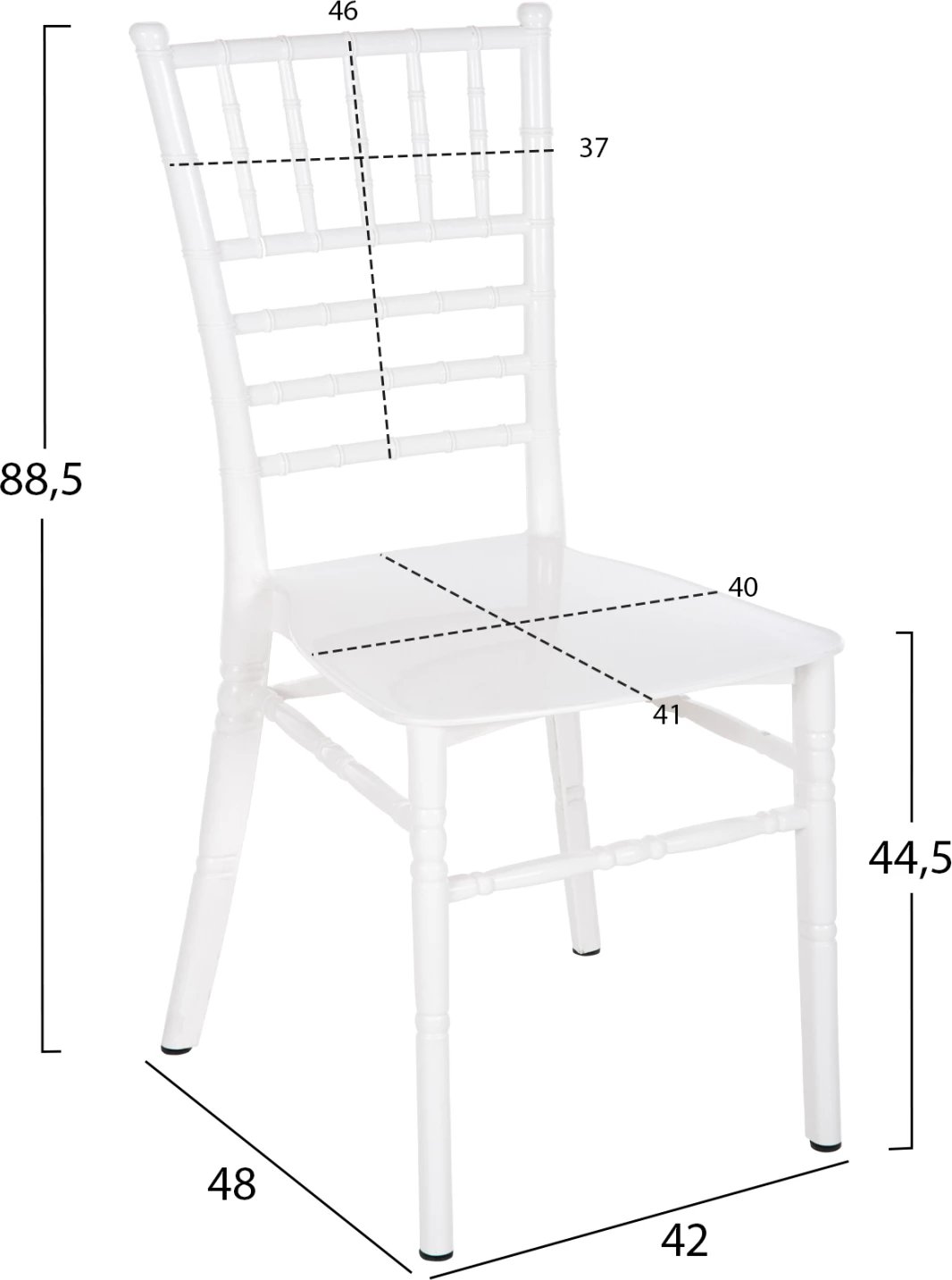 Karrige për catering polipropileni TIFFANY e re HM8058.03 e bardhë 41.2x49.7x89Hcm