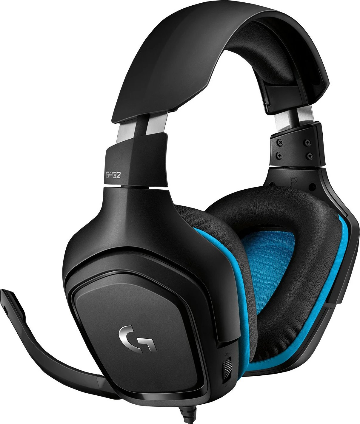 Headset gaming Logitech G432, 7.1 Surround Sound, Wired, Black, Blue