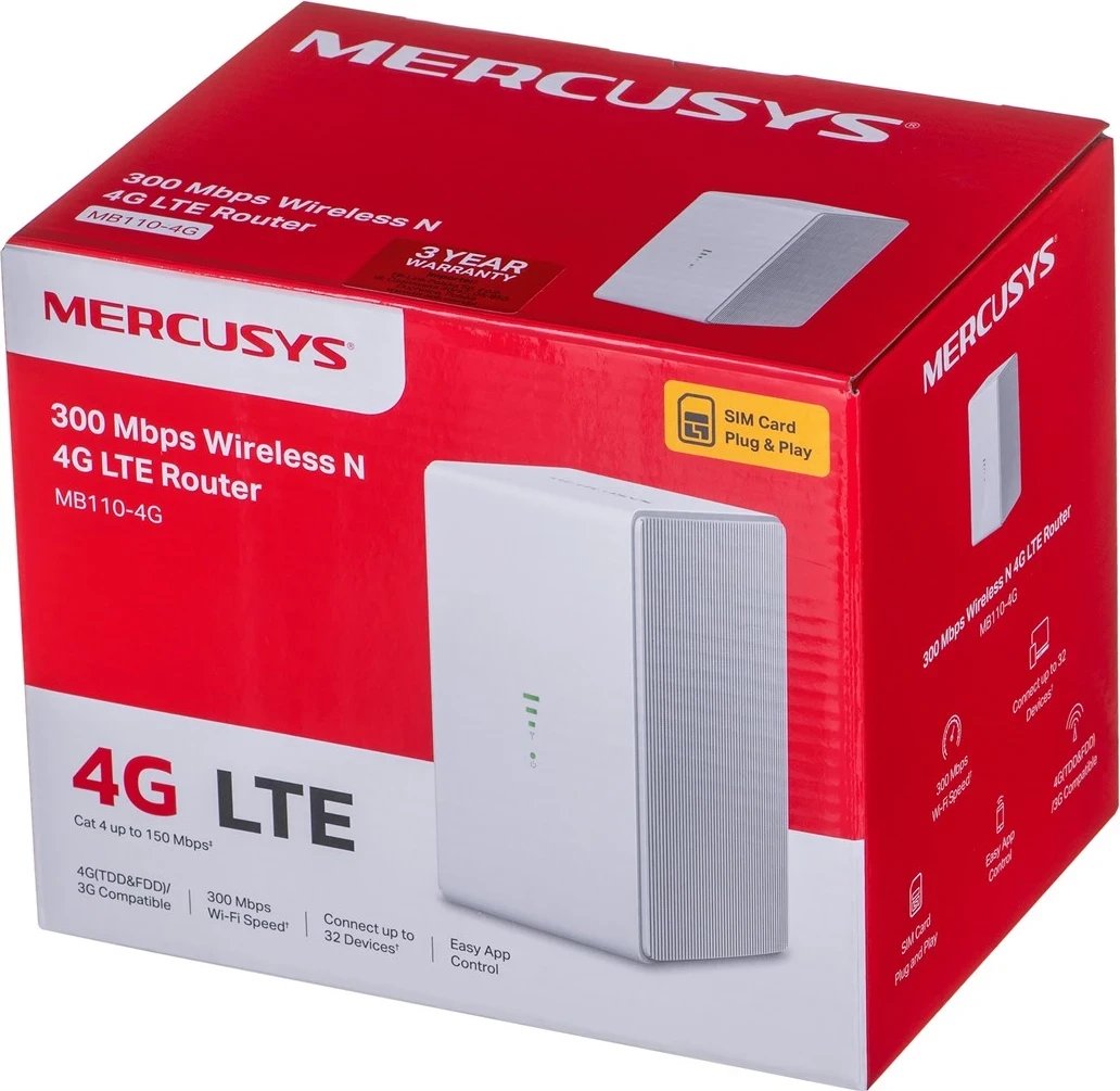 Router pa tel Mercusys MB110-4G, i bardhë