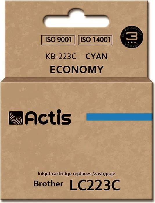 Bojë zëvendësese Actis KB-223C ink për Brother LC223C, 10ml, e kaltër e çelët