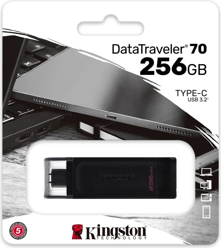 USB Kingston DataTraveler, 256GB, USB-C 3.2 Gen 1, i zi