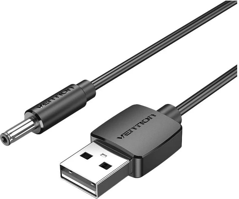 Kabllo Vention USB në DC Barrel Jack 3.5mm 5V 1m, e zezë