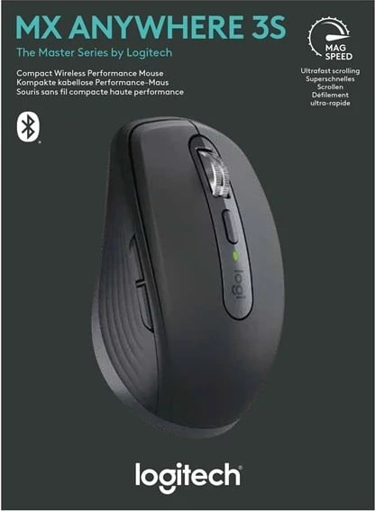 Maus Logitech MX Anywhere 3S, me lidhje RF Wireless + Bluetooth, 8000 DPI